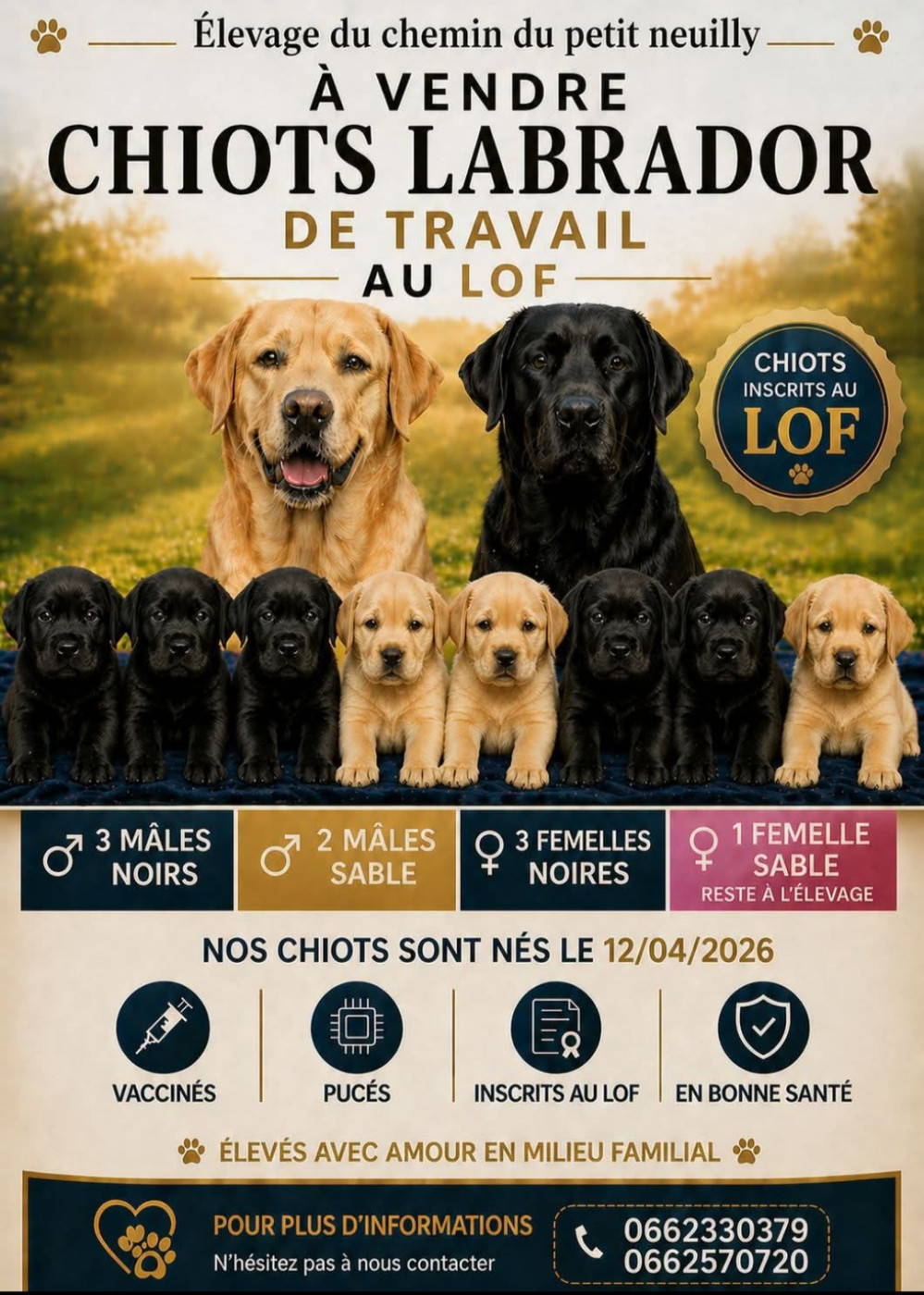 Du Chemin Du Petit Neuilly - Labrador Retriever - Portée née le 12/04/2026